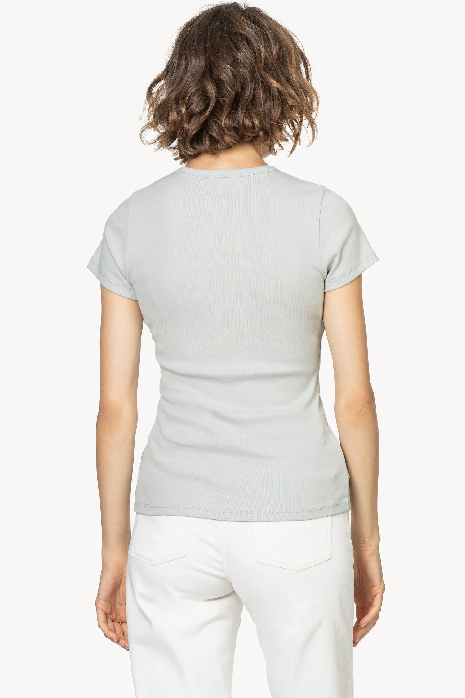 Short Sleeve Crew Womens Top Silver A2