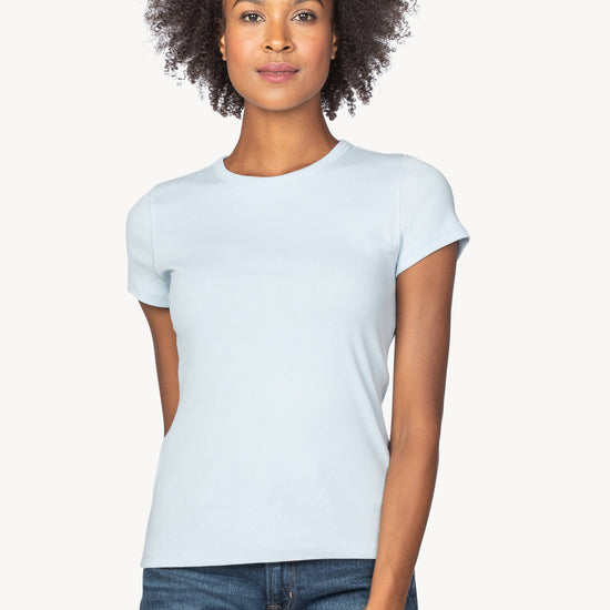 Short Sleeve Crew Womens Top Sky A1