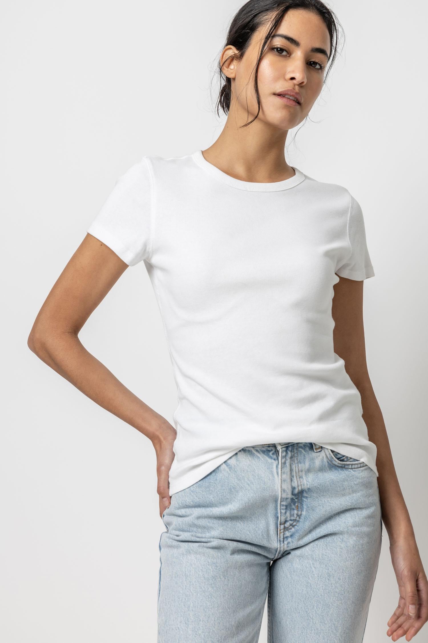 Short Sleeve Crew Womens Top White A1