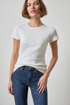 Short Sleeve Crew in color White Image A1