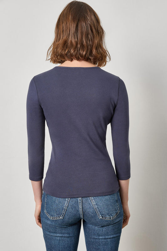 3/4 Sleeve V-Neck in color Dark Navy Image A2