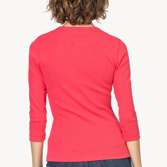 3/4 Sleeve V-Neck Womens Top Geranium A2