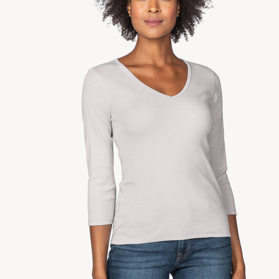 3/4 Sleeve V-Neck Womens Top Opal A1