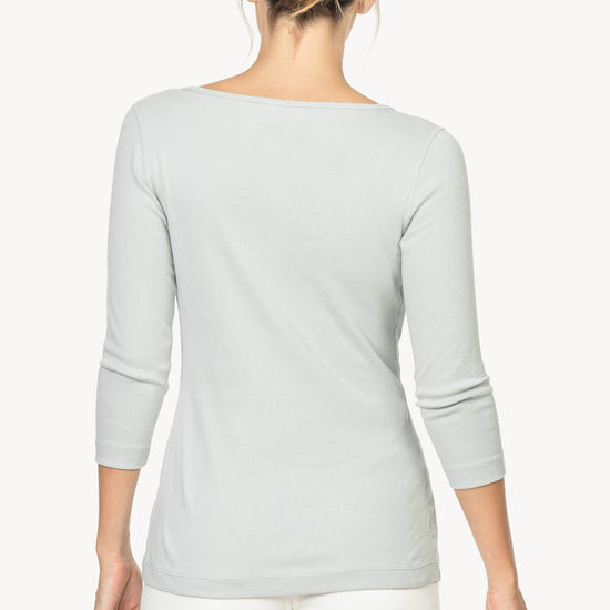 3/4 Sleeve V-Neck Womens Top Silver A2