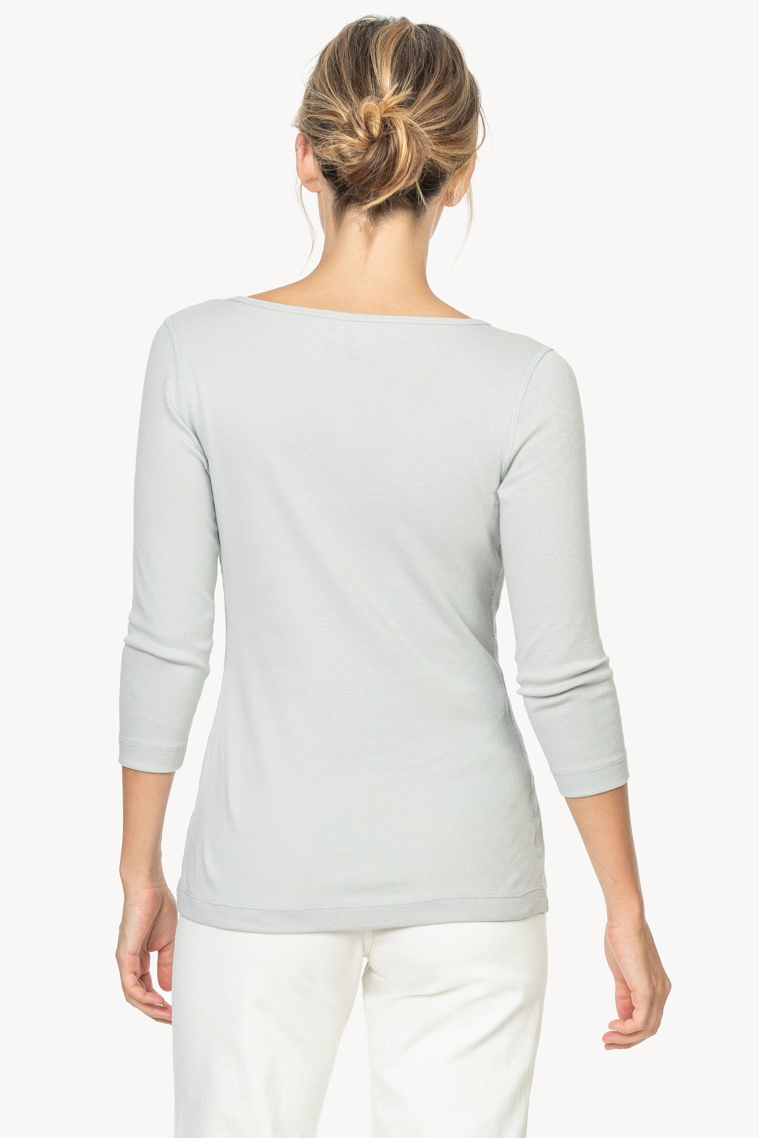 3/4 Sleeve V-Neck Womens Top Silver A2