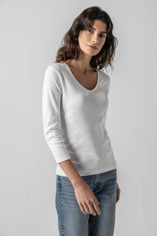 3/4 Sleeve V-Neck