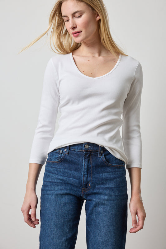 3/4 Sleeve V-Neck