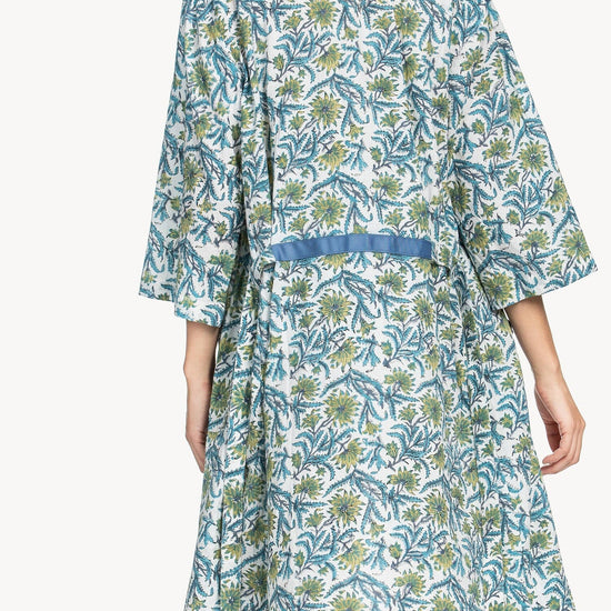 Robe Womens Robe Green Floral Block Print A6