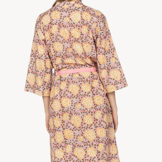 Robe Womens Robe Gold Flower Print A2