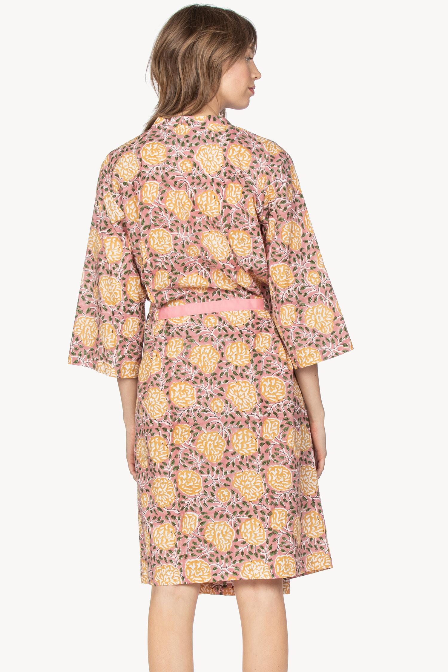 Robe Womens Robe Gold Flower Print A2