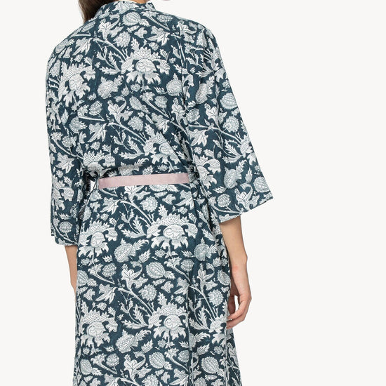 Robe Womens Robe Navy Floral Block Print A2