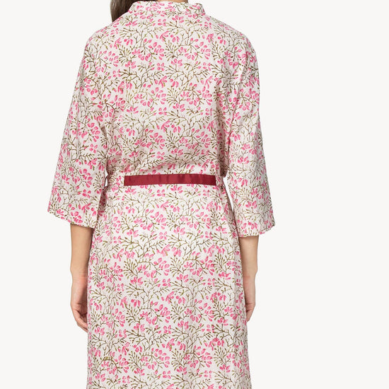 Robe Womens Robe Pink Floral Block Print A2