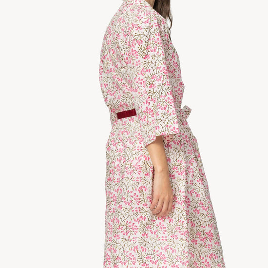 Robe Womens Robe Pink Floral Block Print A3