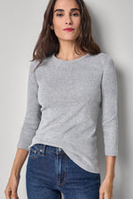 3/4 Sleeve Crew in color Heather Grey Image A1