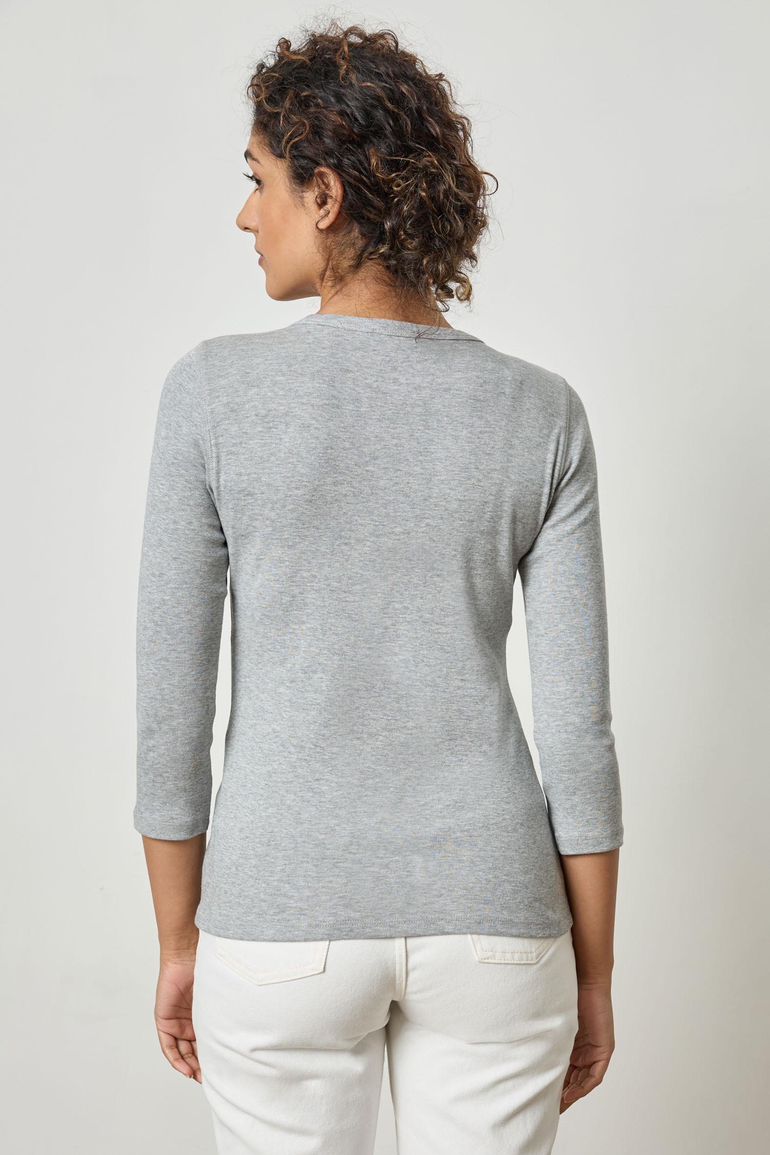 3/4 Sleeve Crew Womens Top Heather Grey A2