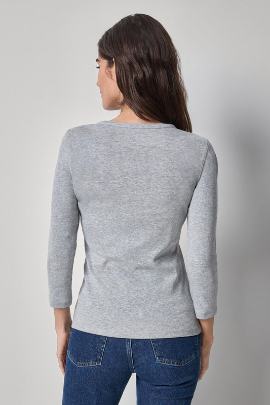 3/4 Sleeve Crew in color Heather Grey Image A2