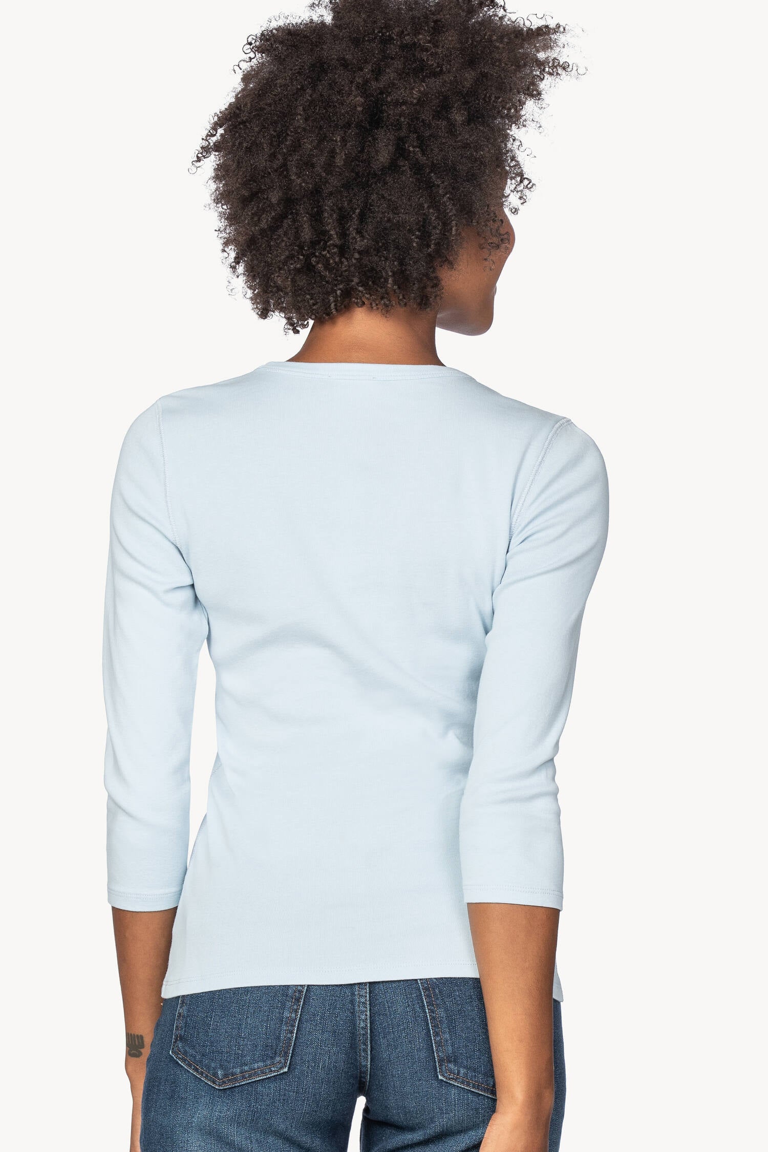 3/4 Sleeve Crew Womens Top Sky A2