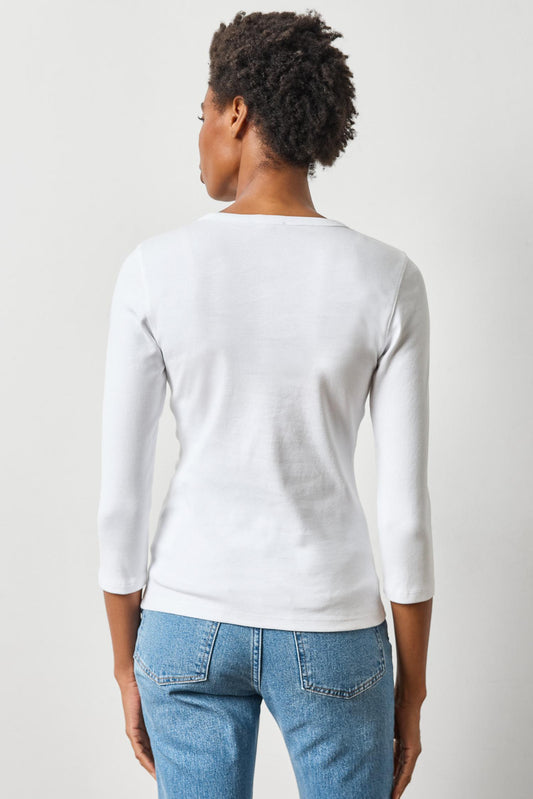 3/4 Sleeve Crew in color White Image A2