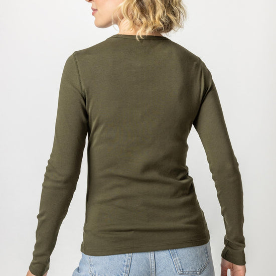 Long Sleeve Crew Womens Top Army A2