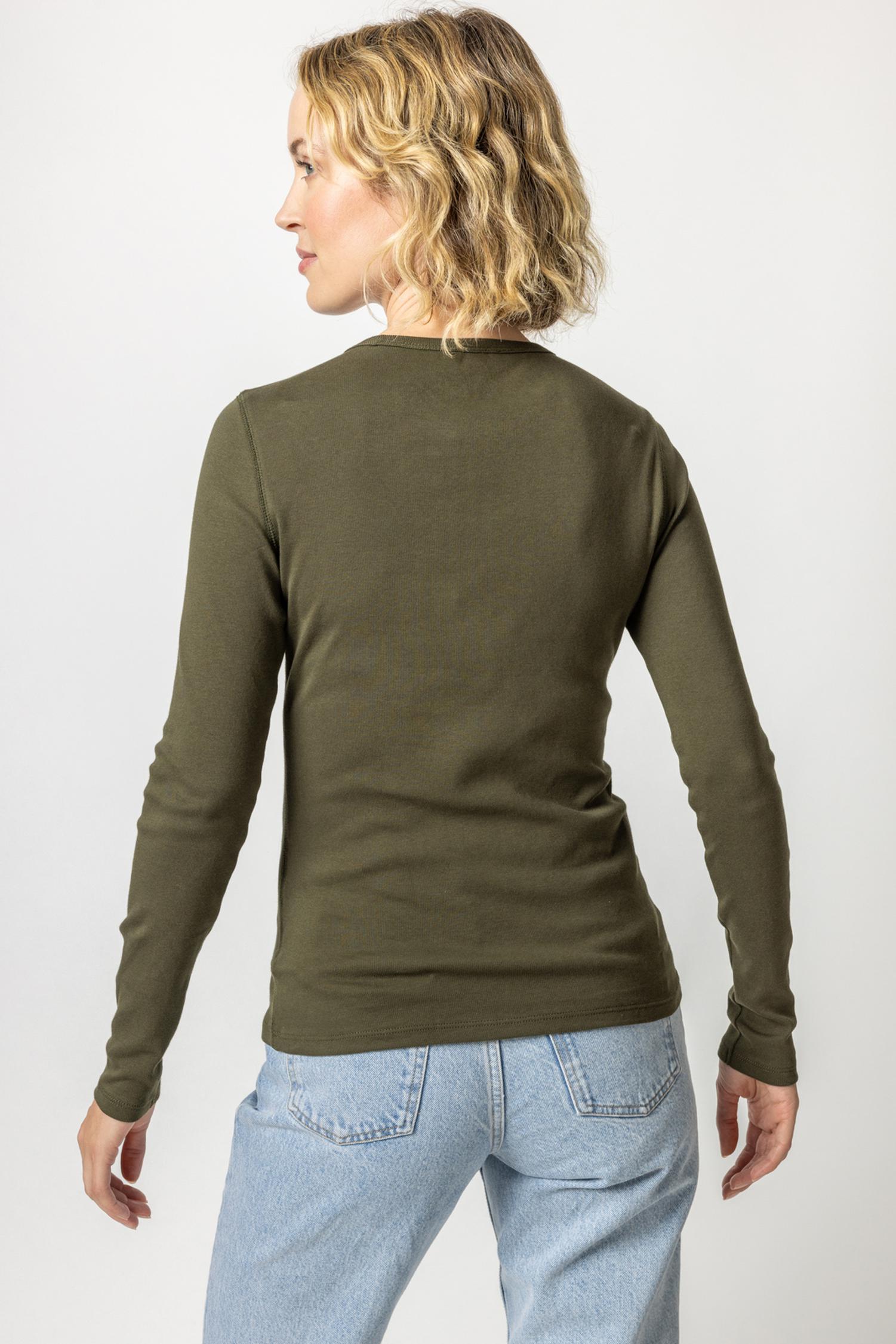 Long Sleeve Crew Womens Top Army A2