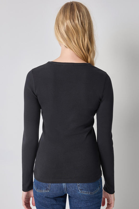 Long Sleeve Crew Womens Top Black A2