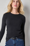 Long Sleeve Crew Womens Top Black A3