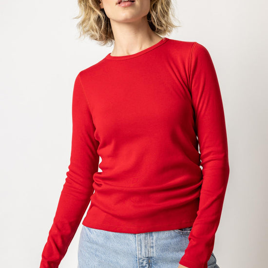 Long Sleeve Crew in color Cherry Image A1