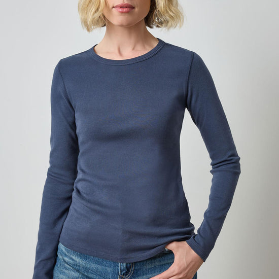 Long Sleeve Crew Womens Top Dark Navy A1