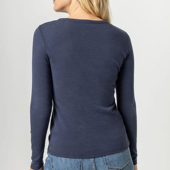 Long Sleeve Crew Womens Top Dark Navy A2