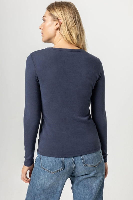 Long Sleeve Crew Womens Top Dark Navy A2