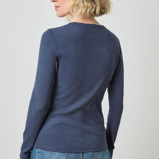 Long Sleeve Crew Womens Top Dark Navy A2
