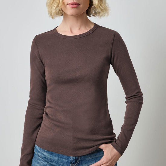 Long Sleeve Crew Womens Top Espresso A1