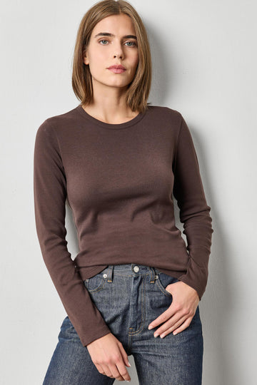 Long Sleeve Crew in color Espresso Image A1