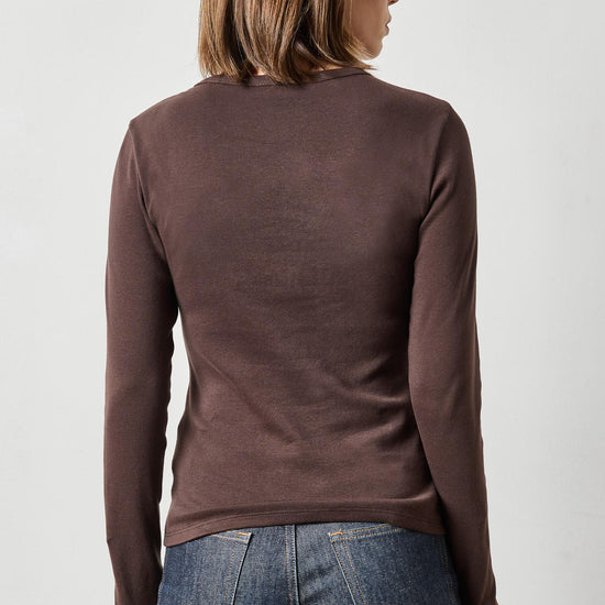 Long Sleeve Crew in color Espresso Image A2