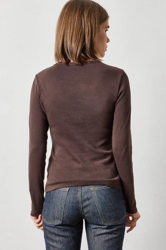 Long Sleeve Crew in color Espresso Image A2
