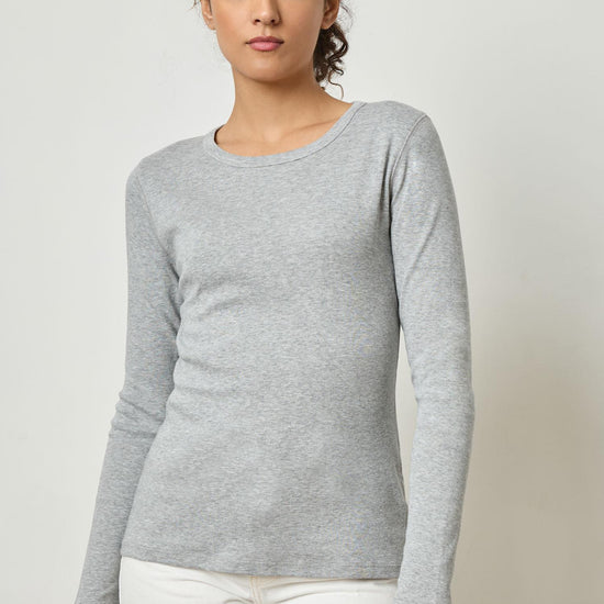 Long Sleeve Crew Womens Top Heather Grey A1