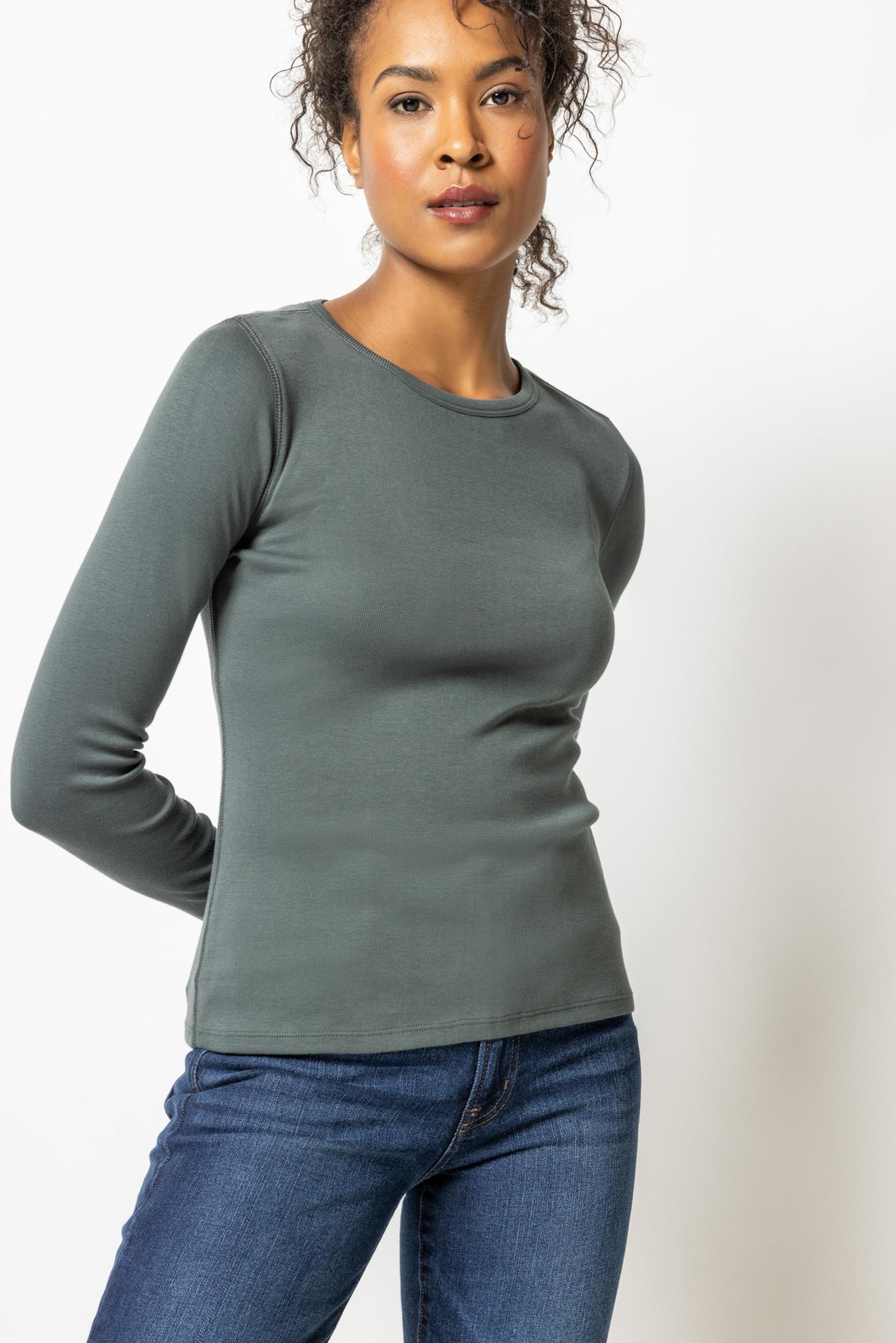 Long Sleeve Crew Womens Top Mineral A1