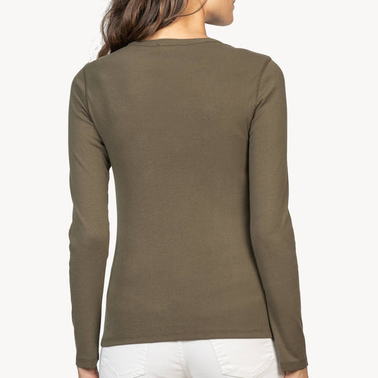 Long Sleeve Crew in color Moss Image A2