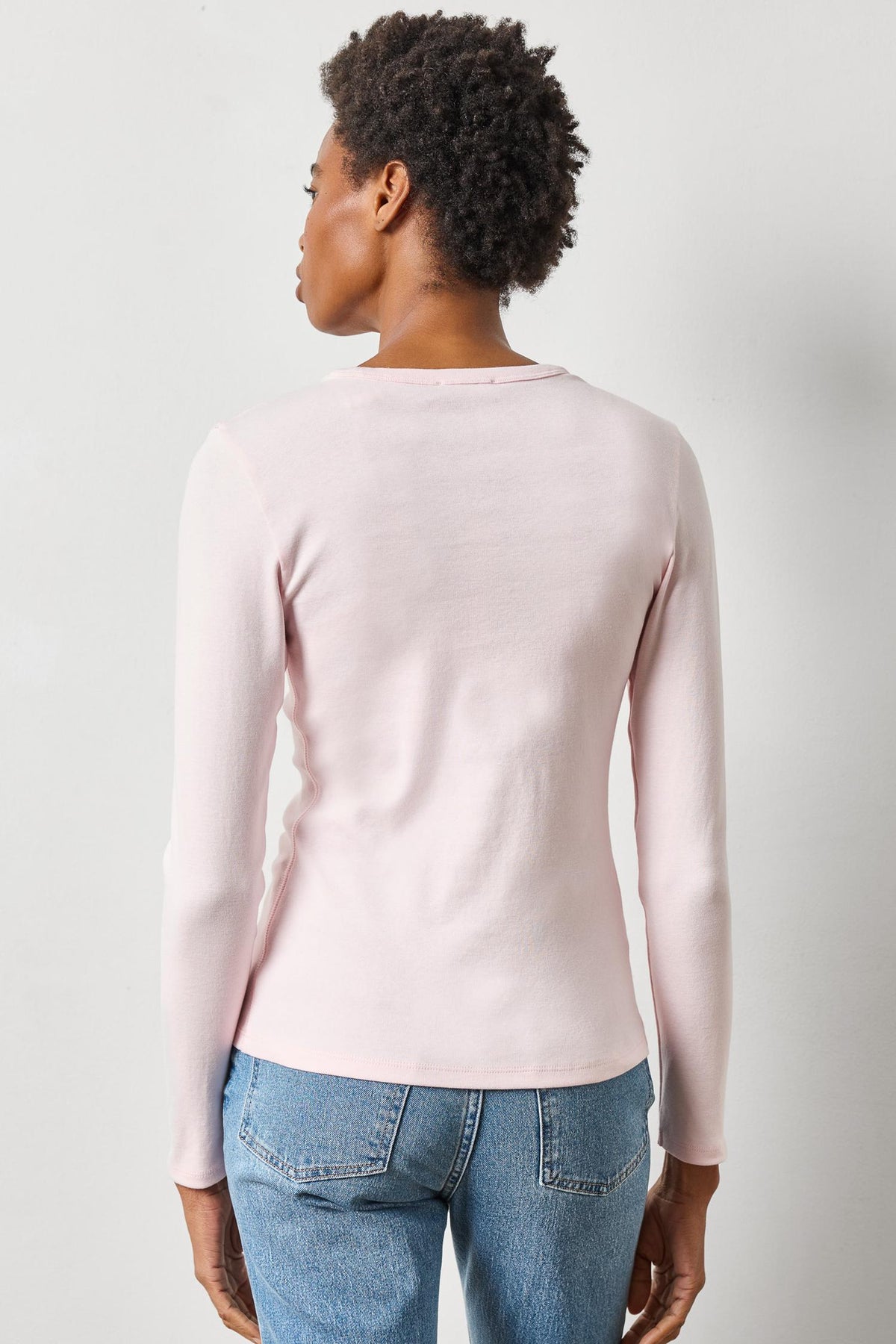Long Sleeve Crew in color Petal Image A2