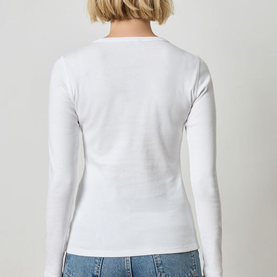 Long Sleeve Crew Womens Top White A2