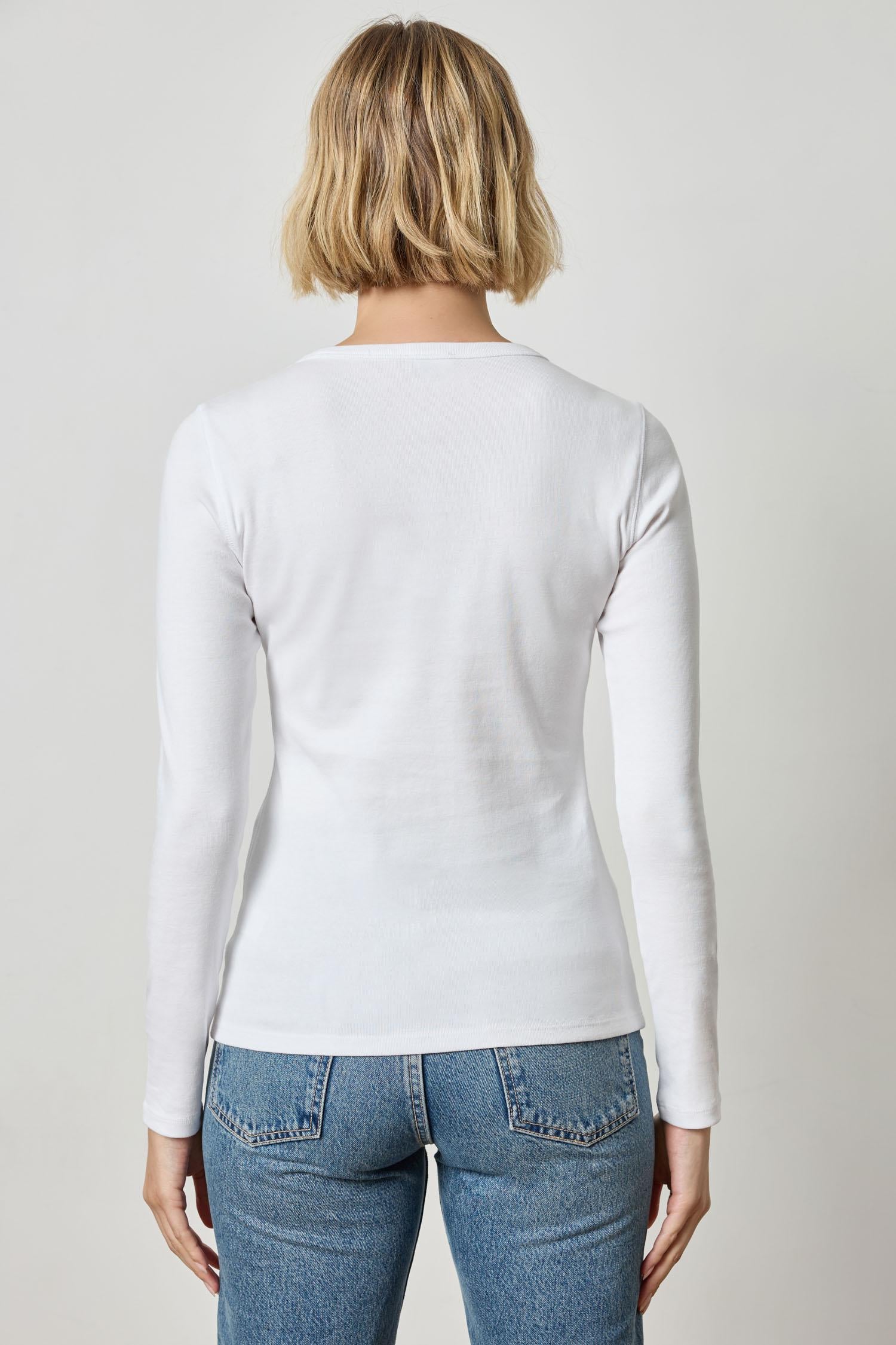 Long Sleeve Crew Womens Top White A2