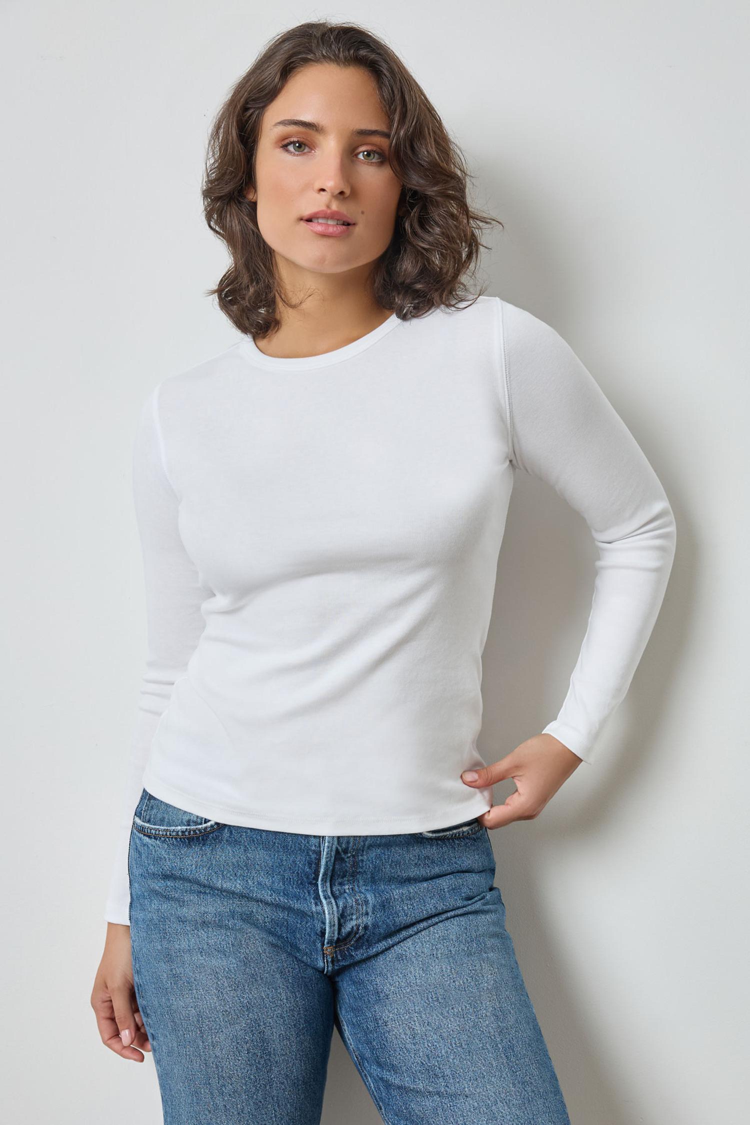 Long Sleeve Crew Womens Top White A3