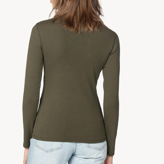 Long Sleeve Turtleneck Tee Womens Top Army A2