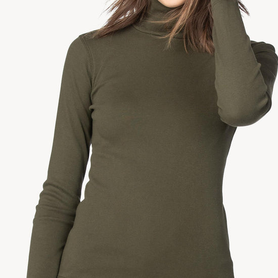 Long Sleeve Turtleneck Tee Womens Top Army A6