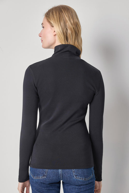 Long Sleeve Turtleneck Tee in color Black Image A2