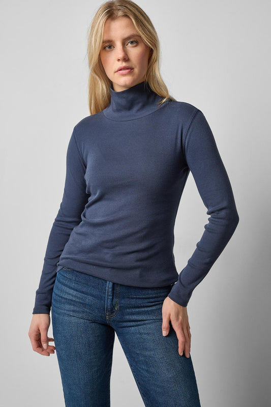 Long Sleeve Turtleneck Tee in color Dark Navy Image A1