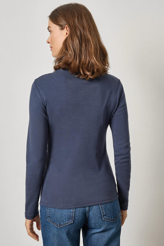 Long Sleeve Turtleneck Tee in color Dark Navy Image A2