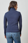 Long Sleeve Turtleneck Tee Womens Top Dark Navy A4