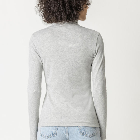 Long Sleeve Turtleneck Tee Womens Top Heather Grey A2