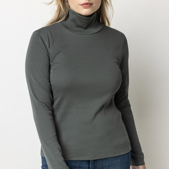 Long Sleeve Turtleneck Tee Womens Top Mineral A1